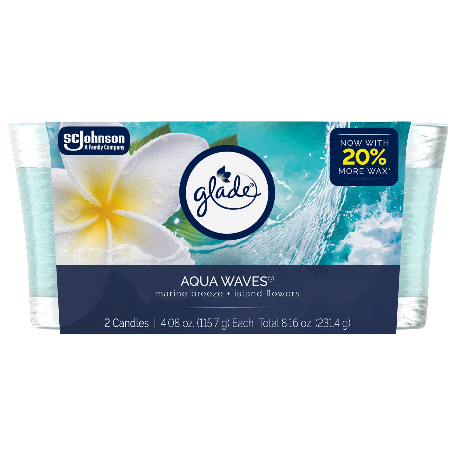 slide 1 of 1, Glade Aqua Waves Candles, 2 ct