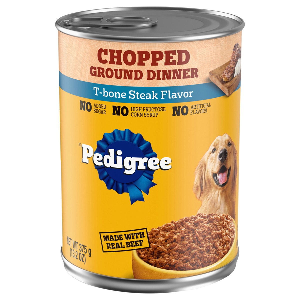 slide 1 of 6, Pedigree Chopped Ground Dinner T-Bone Steak Flavor Food for Dogs 13.2 oz, 13.2 oz