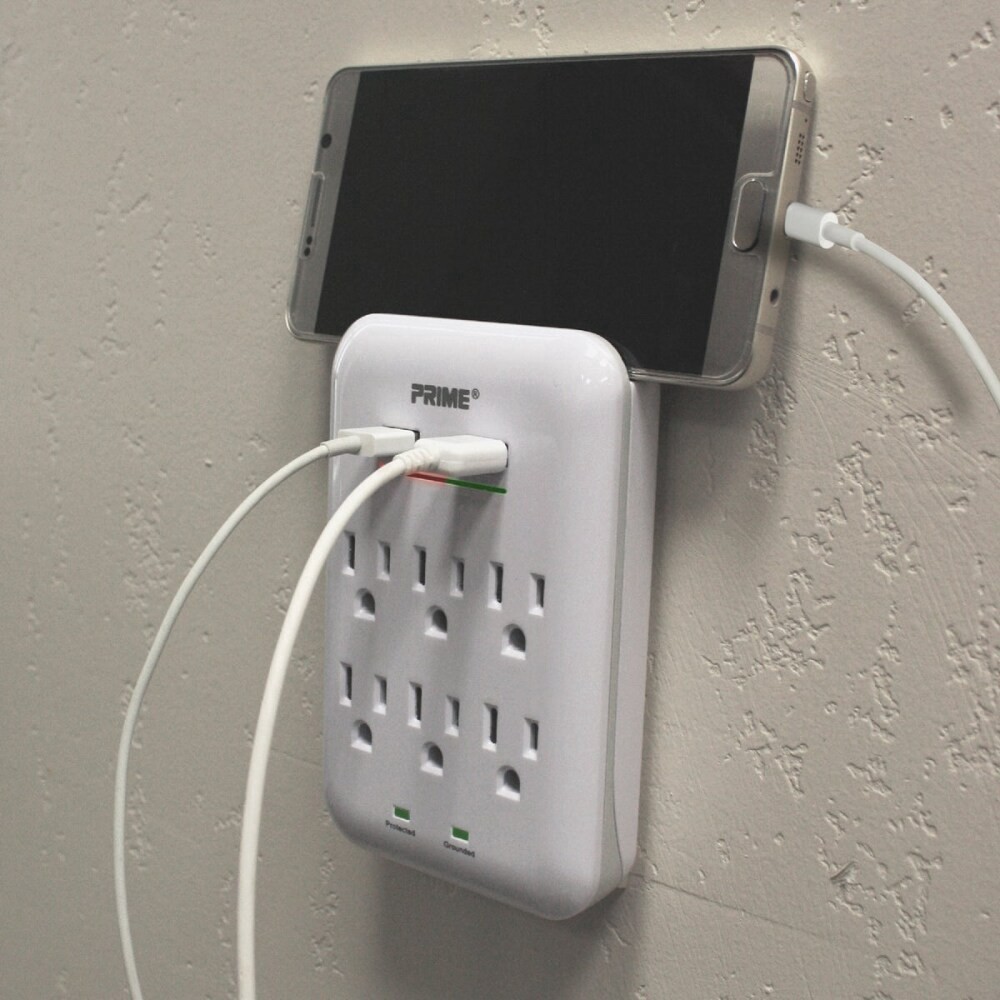 slide 2 of 3, Prime Usb Charger And Surge Protector - White, 1 ct