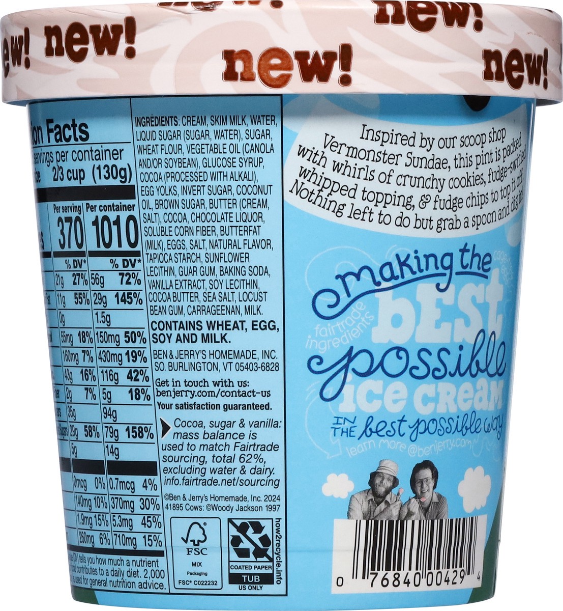 slide 10 of 12, Ben & Jerry's Ice Cream Cookie Vermontster - 14.4FZ, 14.40 fl oz