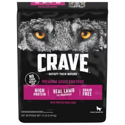 CRAVE Grain Free Adult Dry Dog Food with Protein from Lamb, 12 lb. Bag