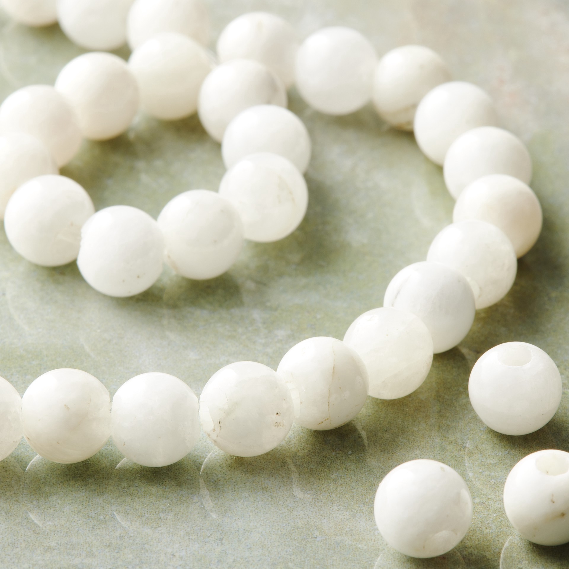 slide 3 of 3, White Moonstone Round Beads, 8mm By Bead Landing, 8mm