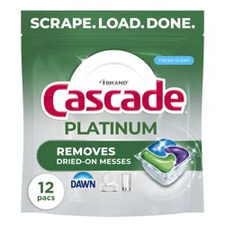Cascade Platinum Action Pacs, Dishwasher Detergent, Fresh, 12ct