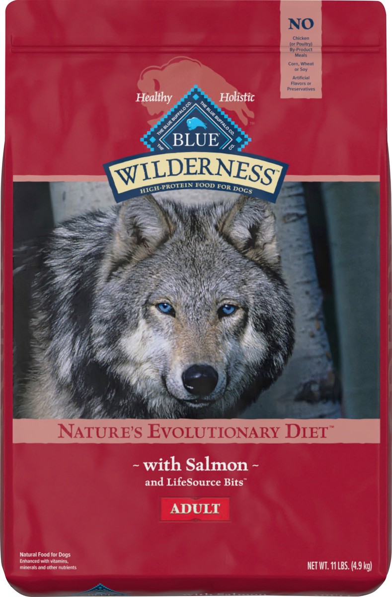 slide 1 of 10, Blue Buffalo Wilderness High Protein, Natural Adult Dry Dog Food, Salmon 11-lb, 11 lb