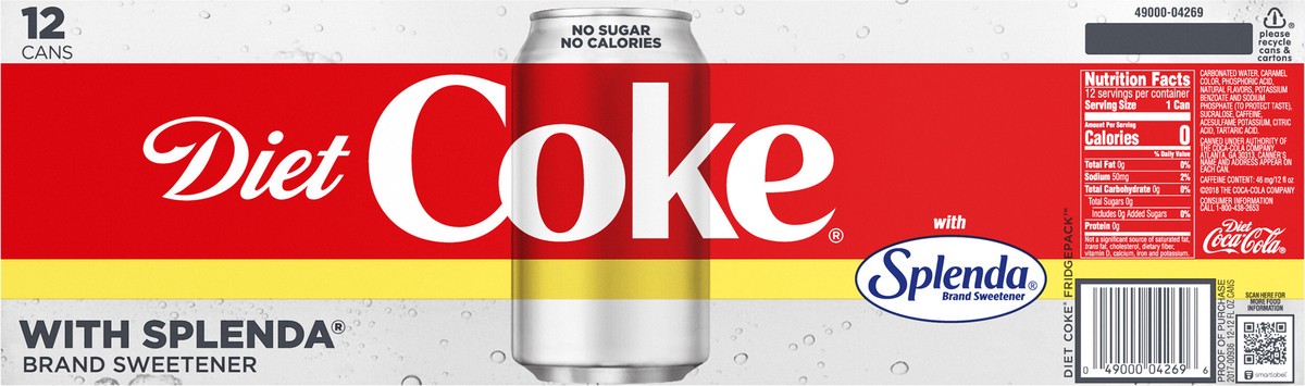 slide 2 of 11, Coca-Cola Diet Coke/Splenda Cans, 12 ct; 12 fl oz