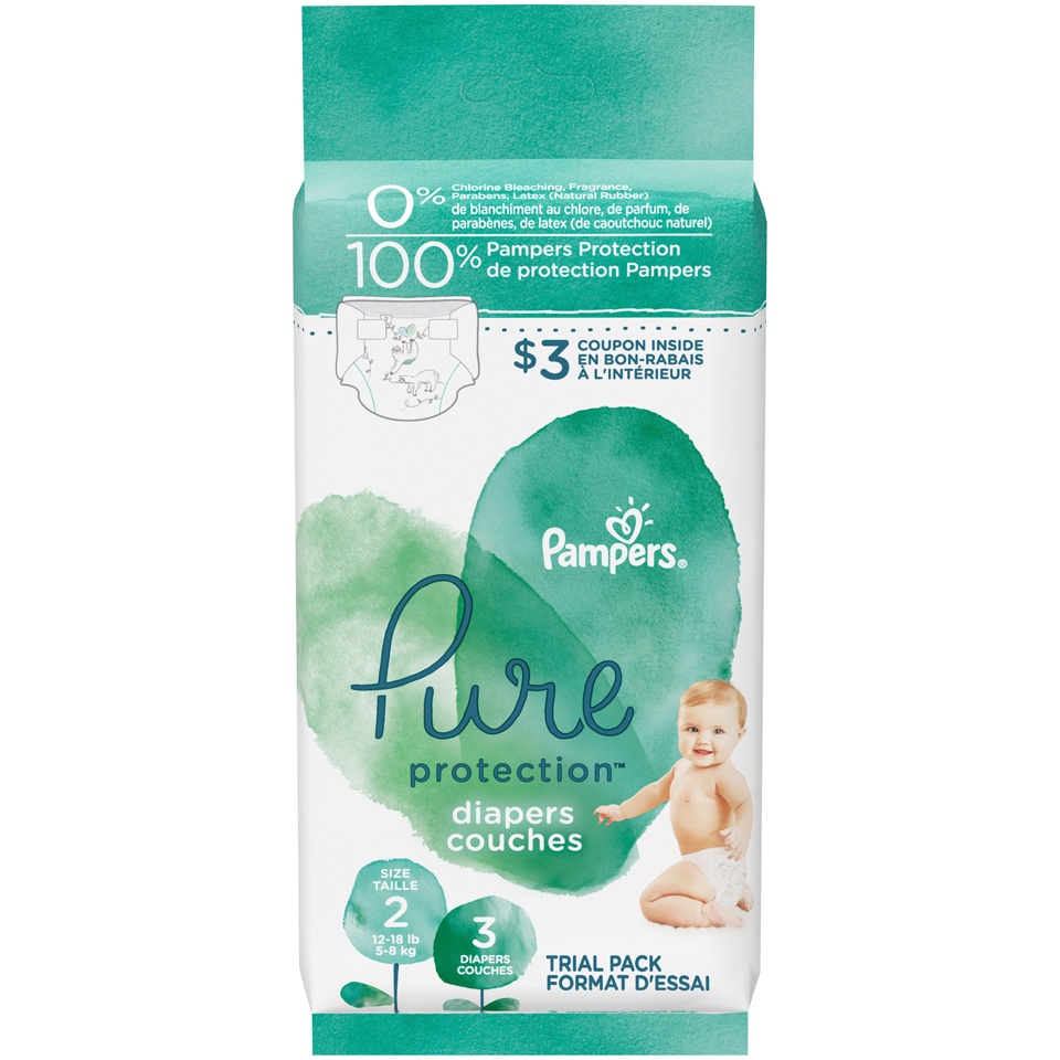 slide 1 of 4, Pure Protection Diapers Size 2, 2 3 ct