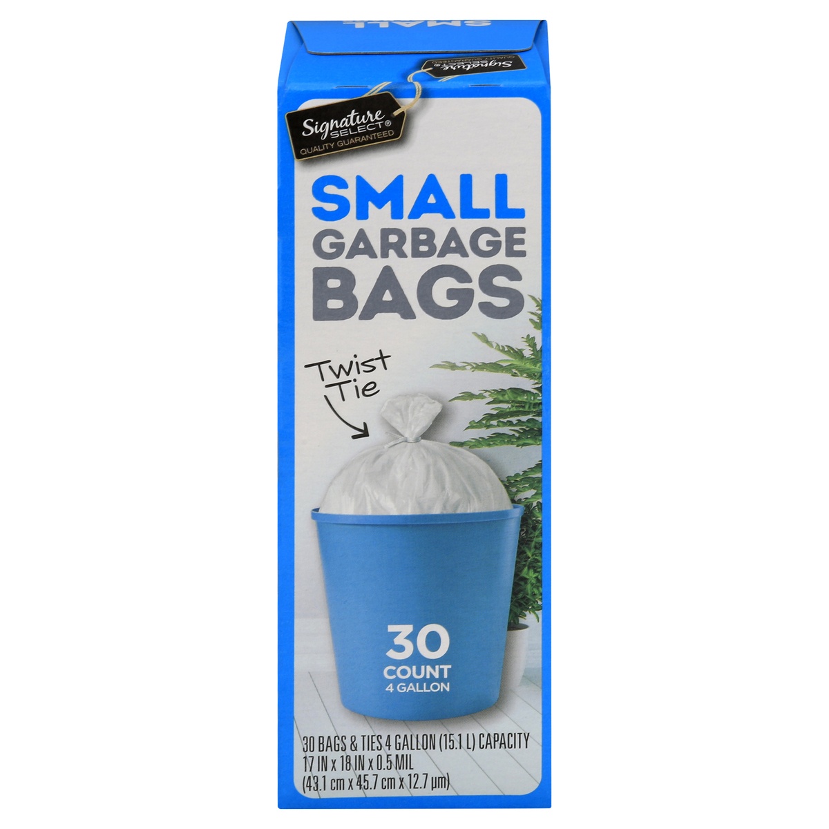 Signature SELECT Garbage Bags Small 4 Gallon - 30 Count