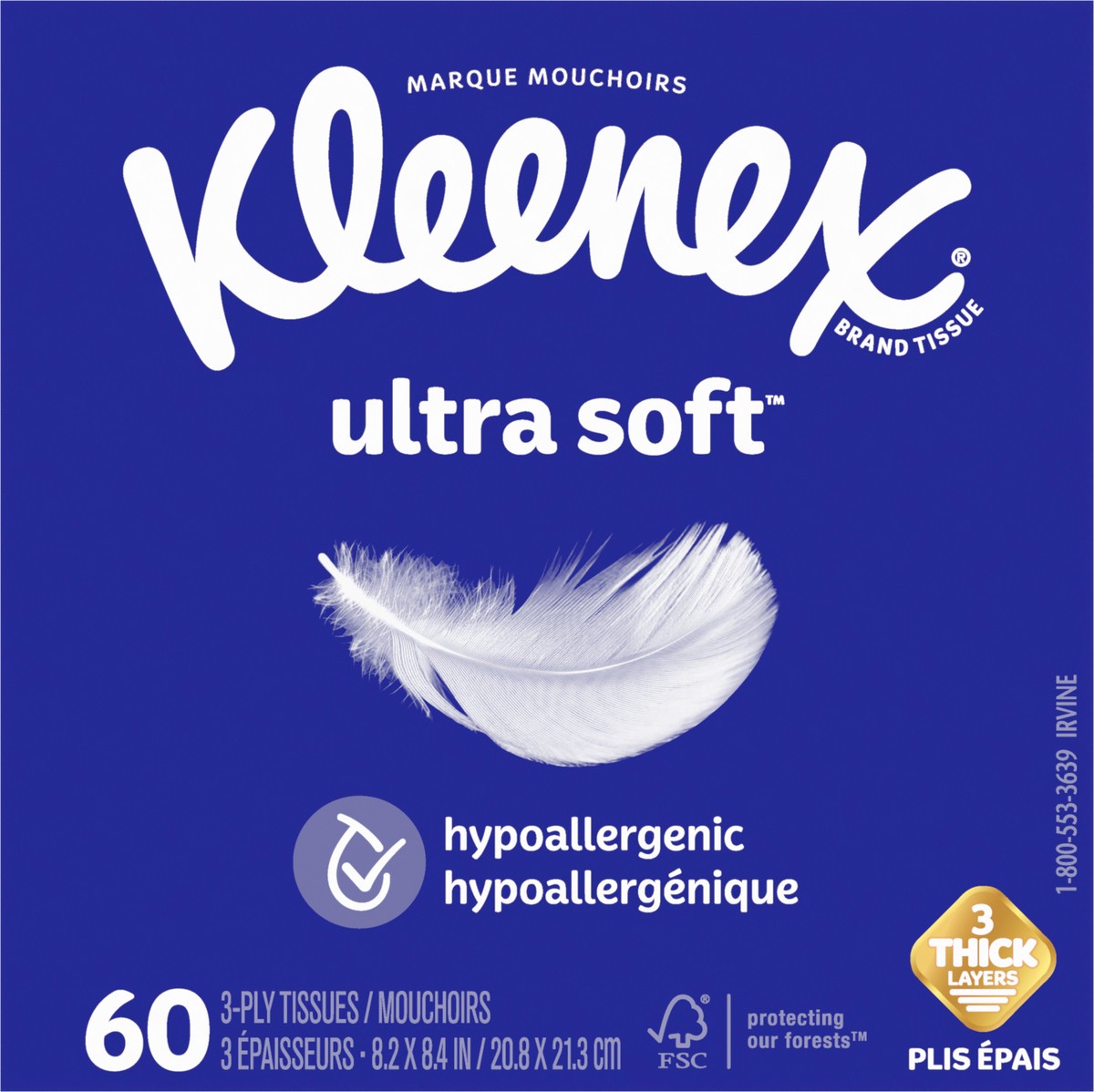 slide 4 of 8, Kleenex Ultra Soft Facial Tissues, 1 Cube Box, 60 Tissues per Box, 3-Ply, 60 ct