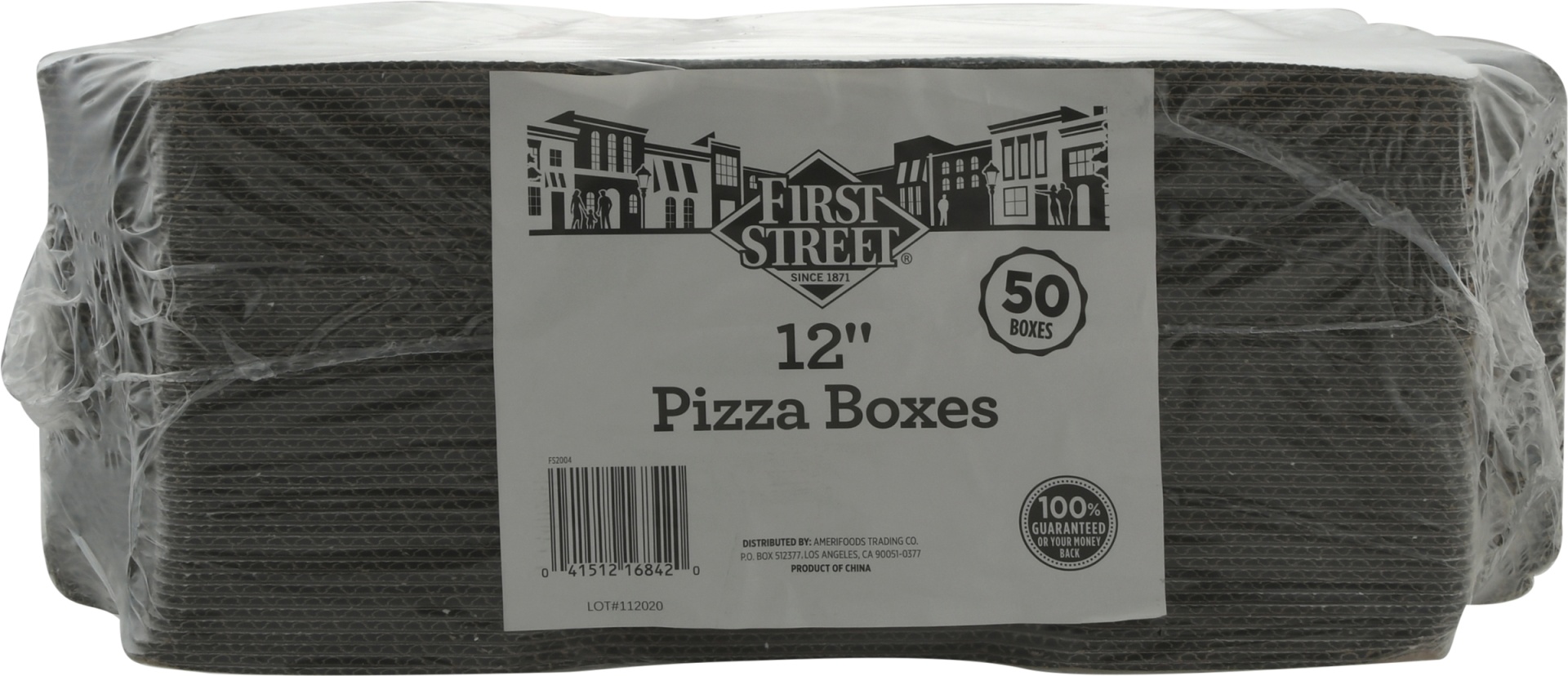 First Street - First Street 12 Inch White Printed B Flute Pizza