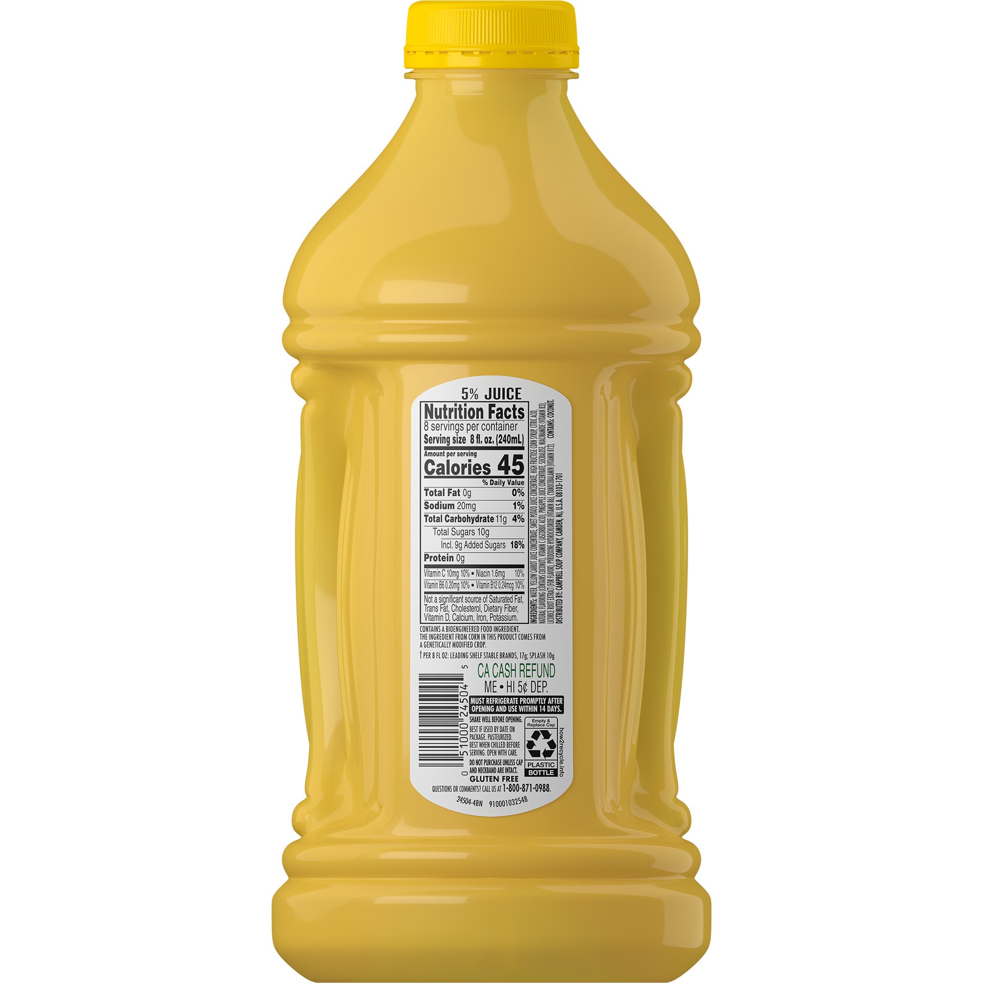 slide 2 of 10, V8 Splash Pineapple Coconut Flavored Juice Beverage, 64 FL OZ Bottle, 64 oz