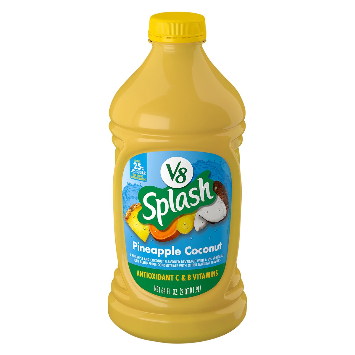 slide 1 of 10, V8 Splash Pineapple Coconut Juice Beverage 64 fl oz, 64 oz