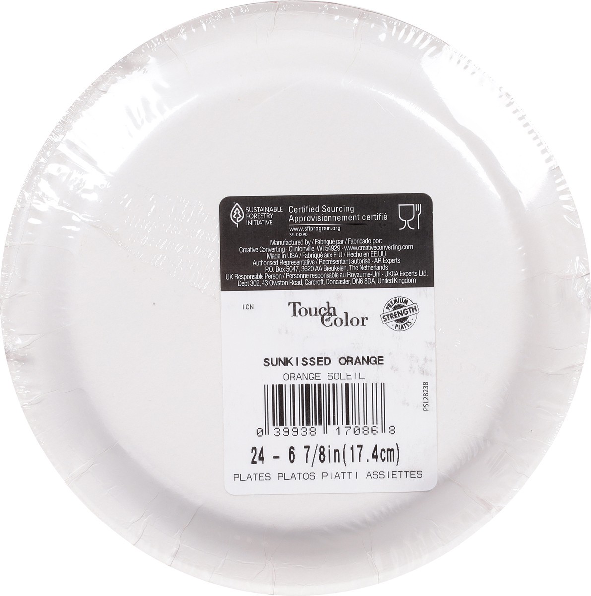 slide 8 of 11, Touch of Color Sunkissed Orange Plates 24 ea, 24 ct