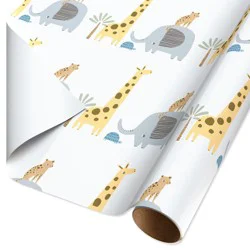 American Greetings Jungle Animals Baby Shower Wrapping Paper - 20 sq ft