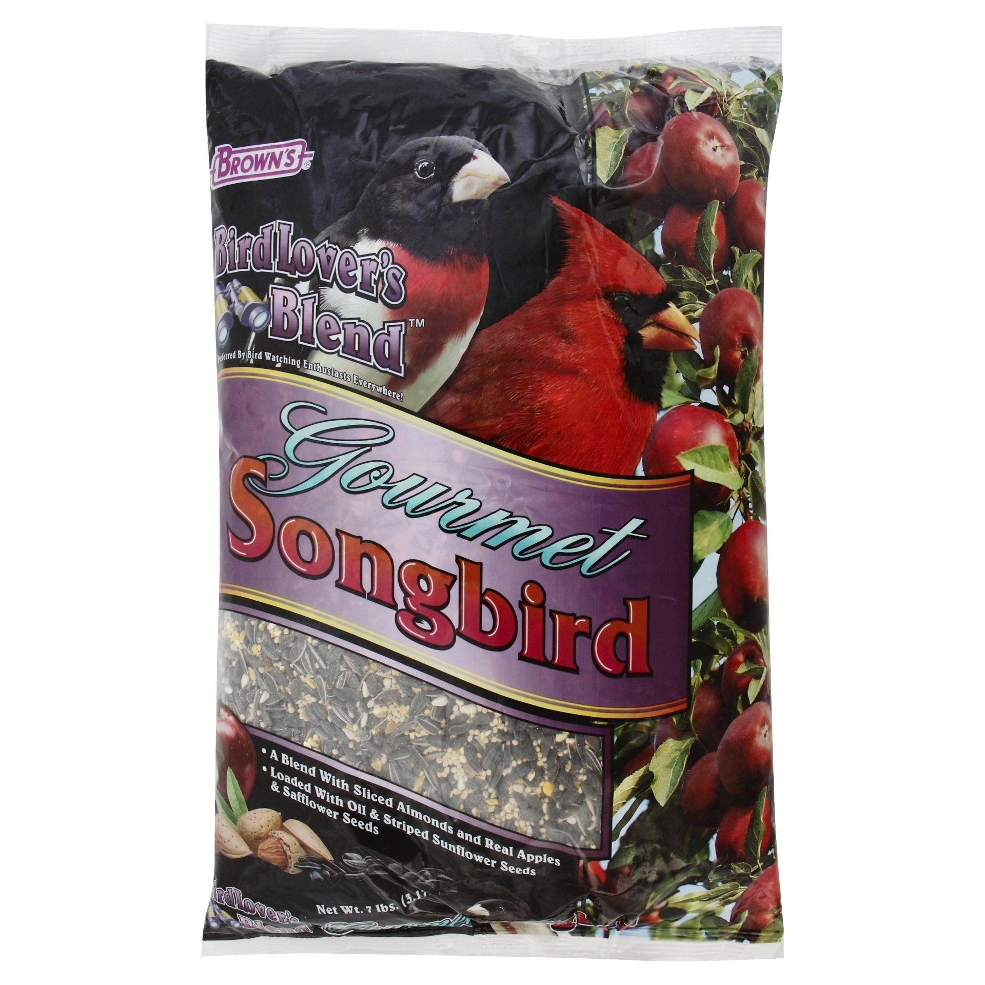 slide 1 of 1, Brown's Browns Bird Lovers Blend Wild Bird Food Gourmet Songbird With Almonds & Apples Bag - 7 Lb, 7 lb