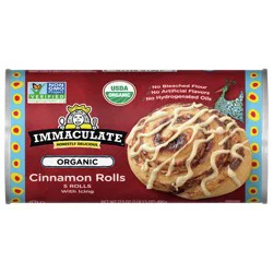 Immaculate Baking Organic Cinnamon Rolls with Icing, 5 Rolls, 17.5 oz.