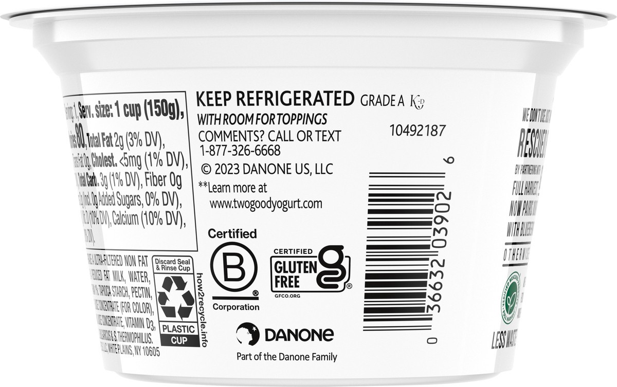 slide 7 of 9, Too Good & Co. Blueberry Flavored Lower Sugar, Low Fat Greek Yogurt Cultured Product, Gluten Free, Keto Friendly Healthy Snacks, 5.3 OZ Cup, 5.3 oz