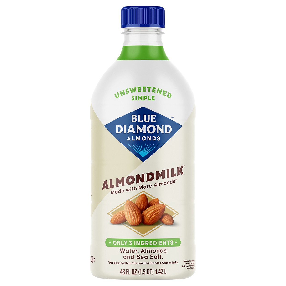 slide 1 of 14, Blue Diamond Unsweetened Almondmilk, 48 oz, 48.0 oz