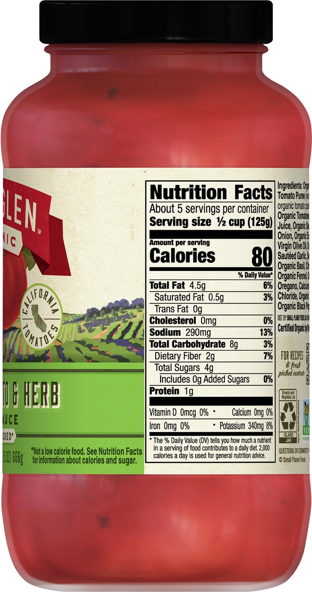 slide 9 of 9, Muir Glen Chunky Tomato & Herb Pasta Sauce, No Sugar Added- 23.5 fl oz, 23.5 fl oz