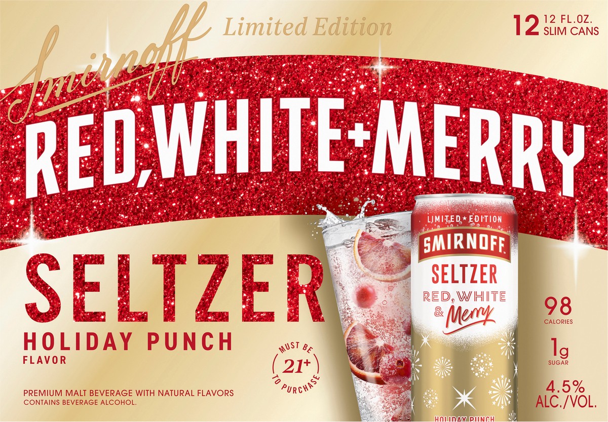 slide 1 of 8, Smirnoff Seltzer Red, White & Merry 12Pk 12oz Cans, 12 ct