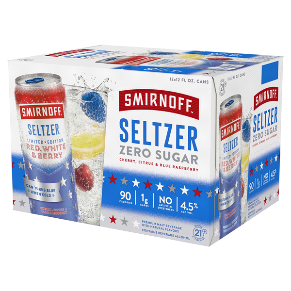 slide 1 of 2, Smirnoff Red, White, and Berry Seltzer, 12 ct; 12 fl oz