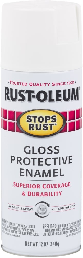 slide 1 of 1, Rust-Oleum Stops Rust Protective Enamel Gloss Spray Paint - Gloss Pure White, 12 oz