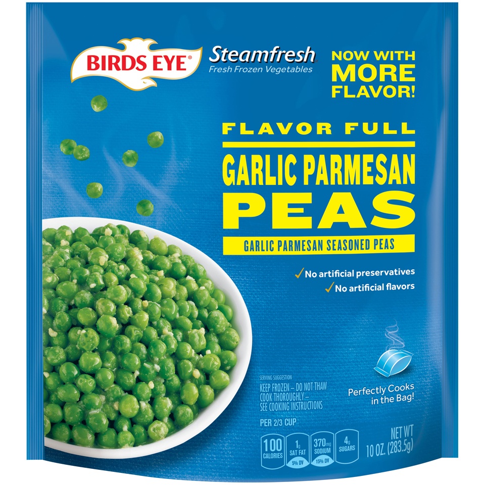 slide 1 of 1, Birds Eye Steamfresh Flavor Full Garlic Parmesan Peas, 10 oz