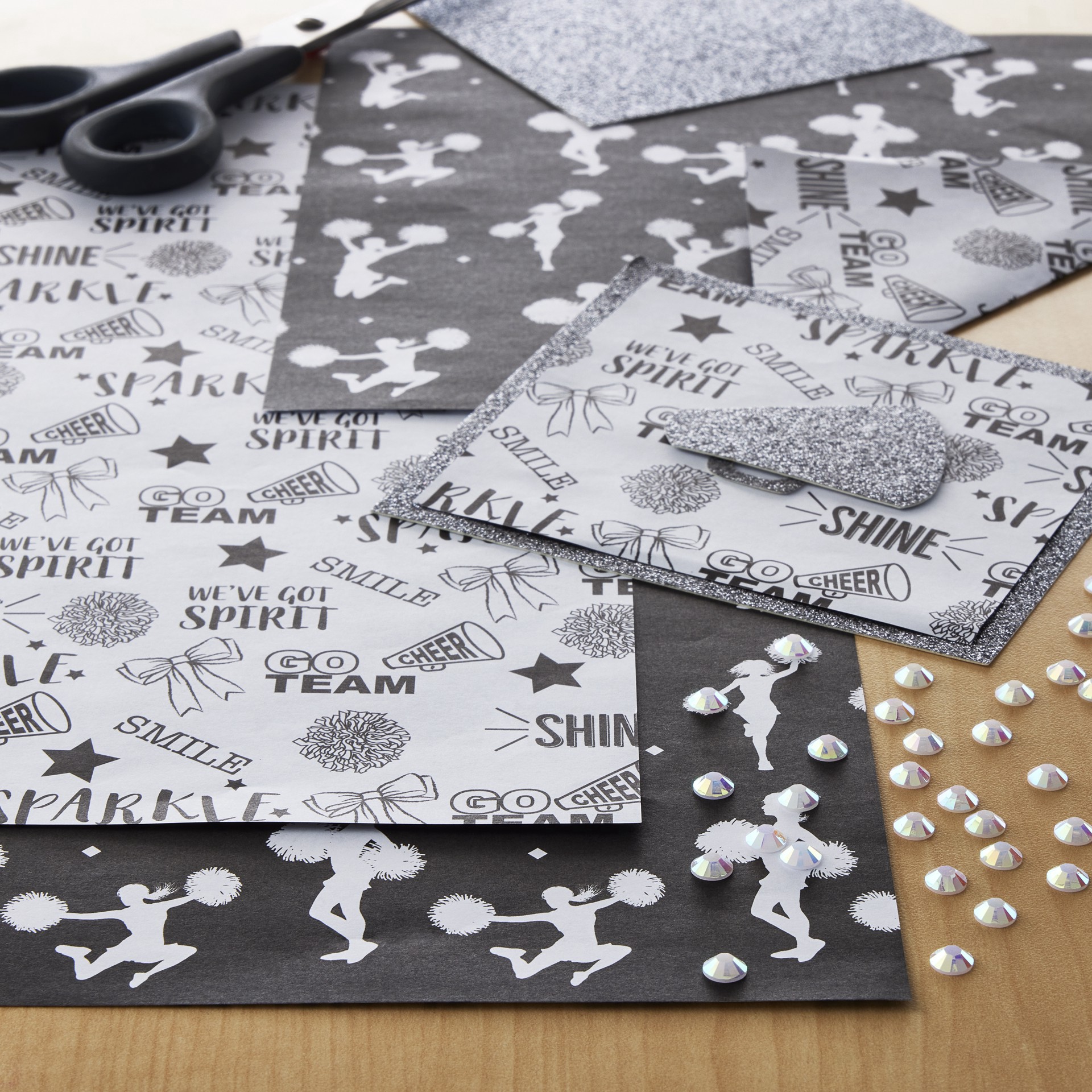 slide 3 of 4, Black & White Cheer Cardstock By Recollections, 12" X 12", 12 in x 12 in