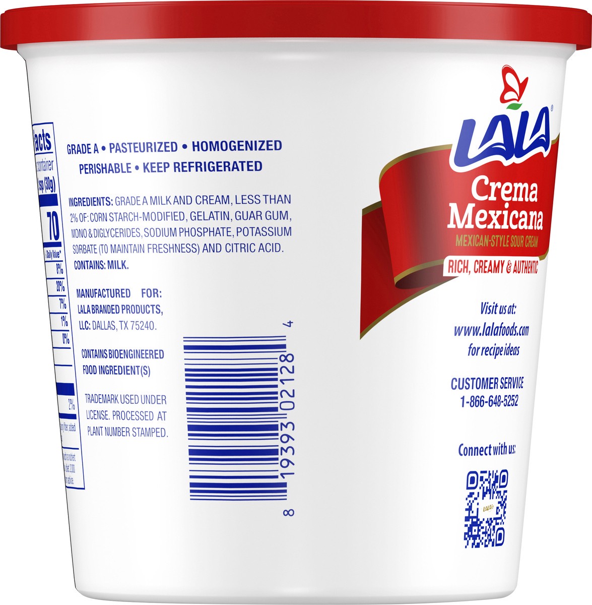 slide 3 of 11, LALA Crema Mexicana Sour Cream, 24 oz