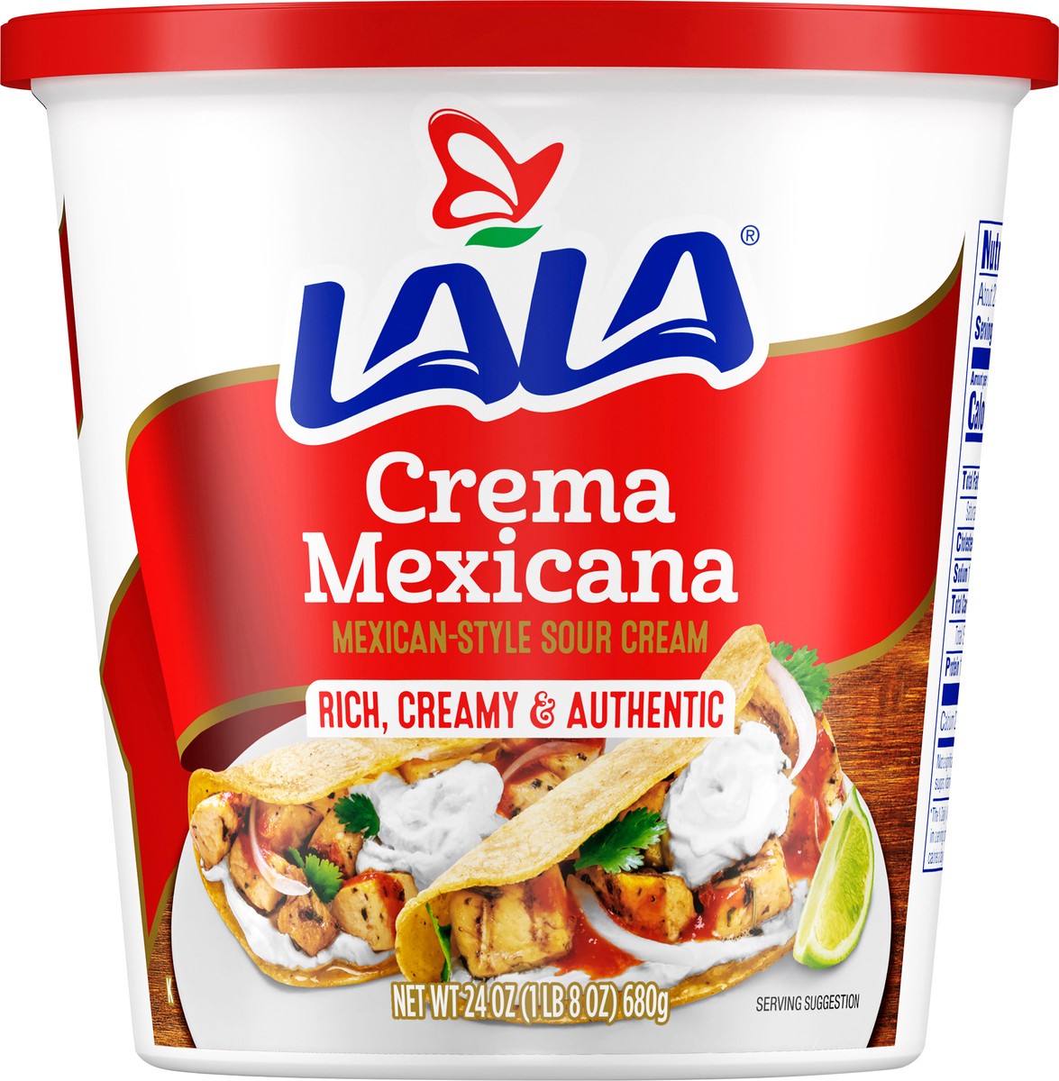 slide 4 of 11, LALA Crema Mexicana Sour Cream, 24 oz