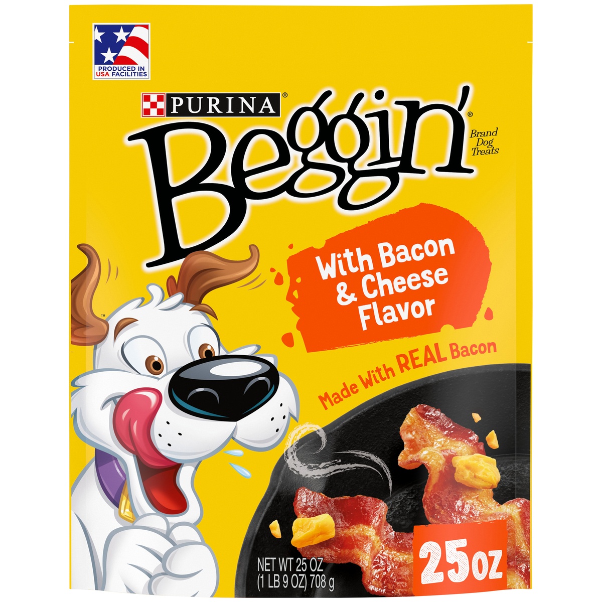 slide 1 of 1, Purina Beggin' Strips Bacon & Cheese Flavors Dog Snacks, 25 oz