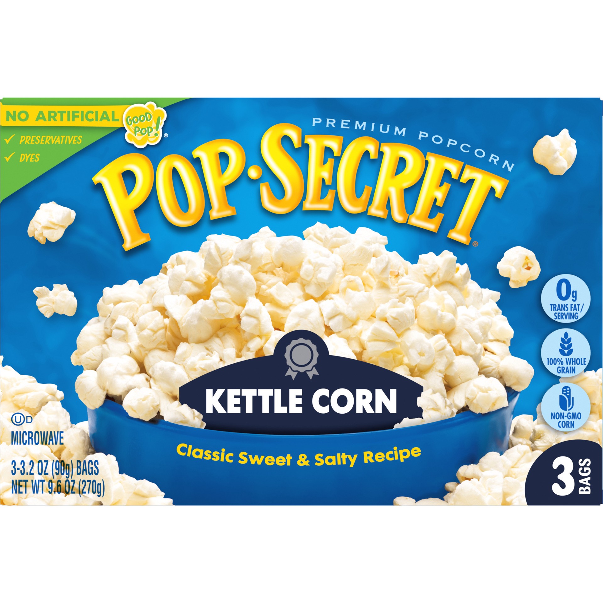 slide 5 of 5, Pop-Secret Popcorn, Kettle Corn Microwave Popcorn, 3.2 Oz Sharing Bags, 3 Ct, 3 ct; 3.2 oz