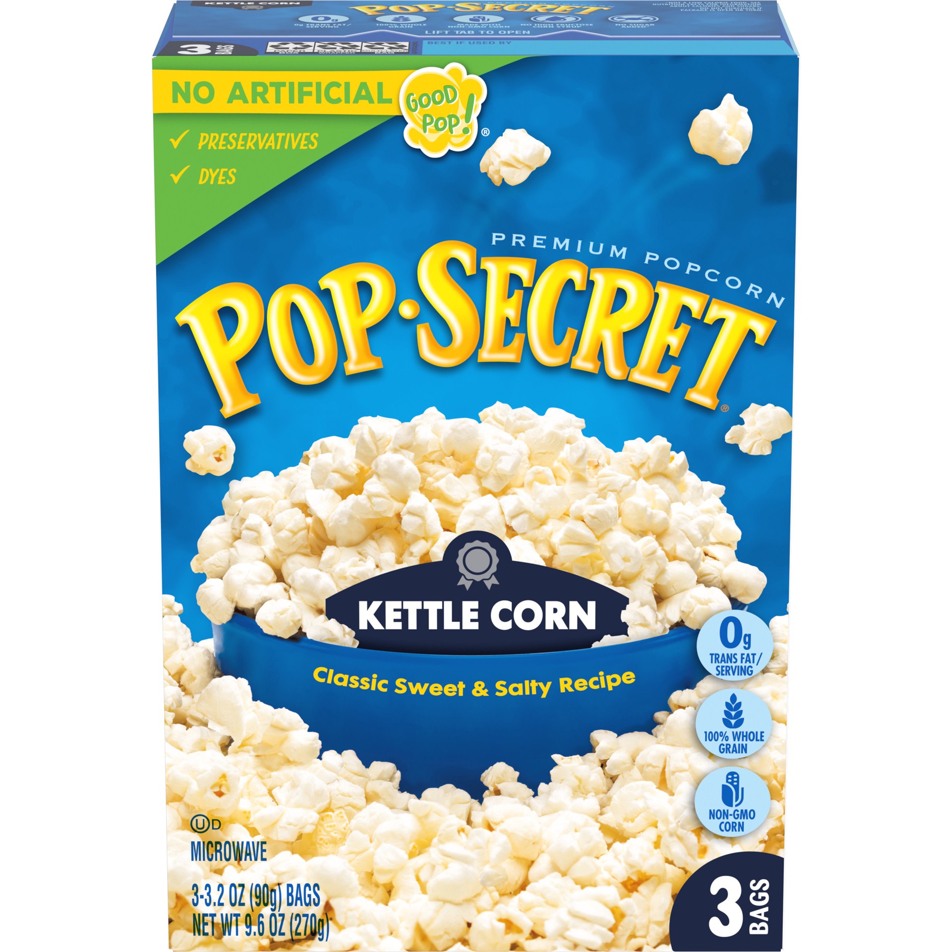 slide 1 of 5, Pop-Secret Popcorn, Kettle Corn Microwave Popcorn, 3.2 Oz Sharing Bags, 3 Ct, 3 ct; 3.2 oz