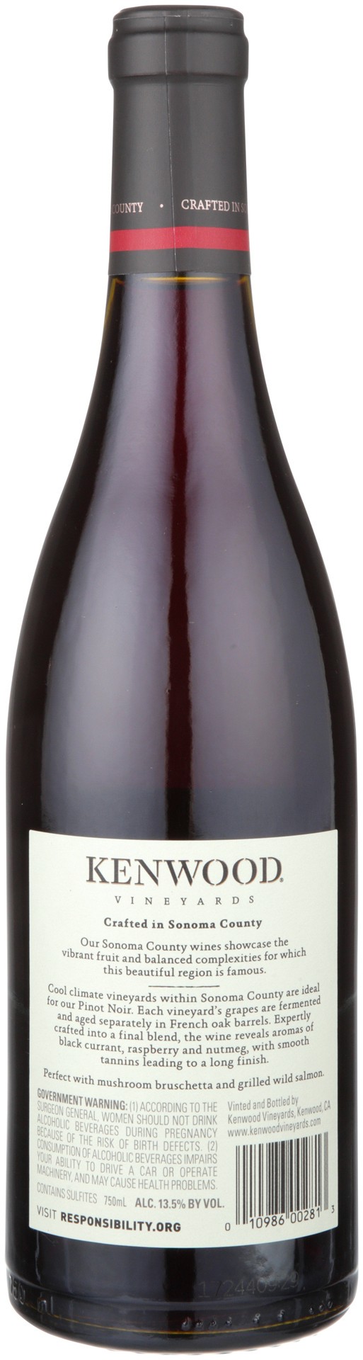 slide 7 of 7, Kenwood Core Kenwood Vineyards Monterey/Sonoma County Pinot Noir 750mL, 27 Proof, 750 ml