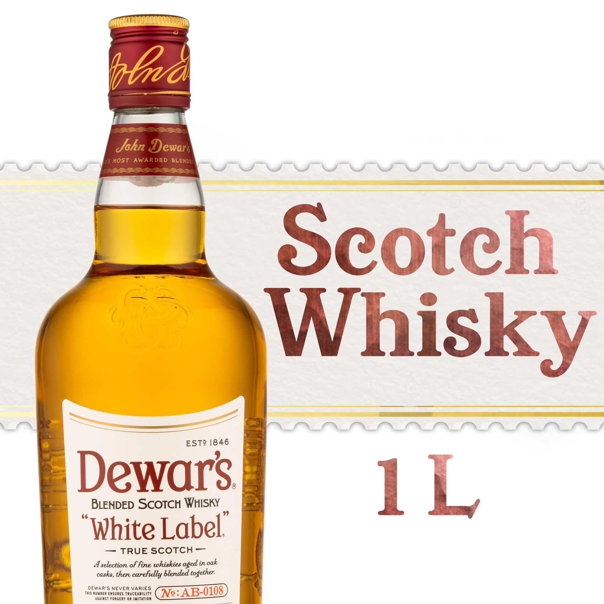 slide 1 of 5, Dewar'S White Label Blended Scotch Whisky 40% 100Cl/1L, 1.0 liter