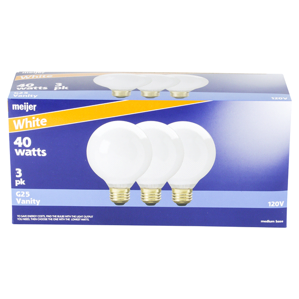 slide 1 of 6, Meijer G25 Vanity Bulb 40 Watts, 3 ct