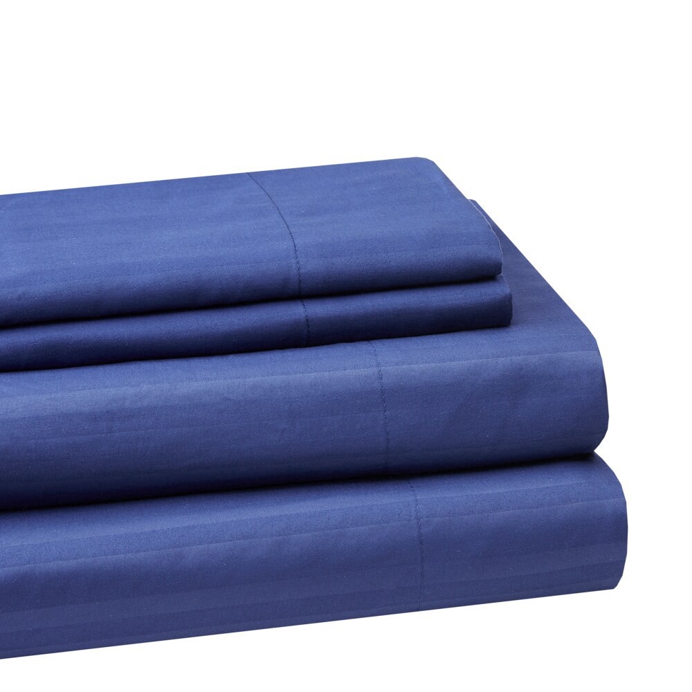 slide 2 of 4, Everyday Living® Microfiber Striped Sheet Set - Twilight Blue, Queen Size