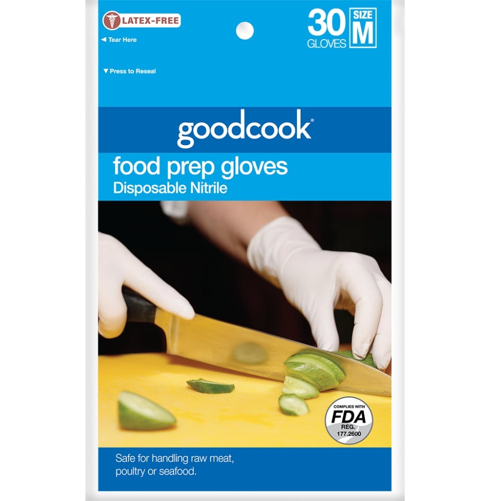 slide 1 of 1, Everyday Living Goodcook Food Prep Disposable Nitrile Gloves, 30 ct