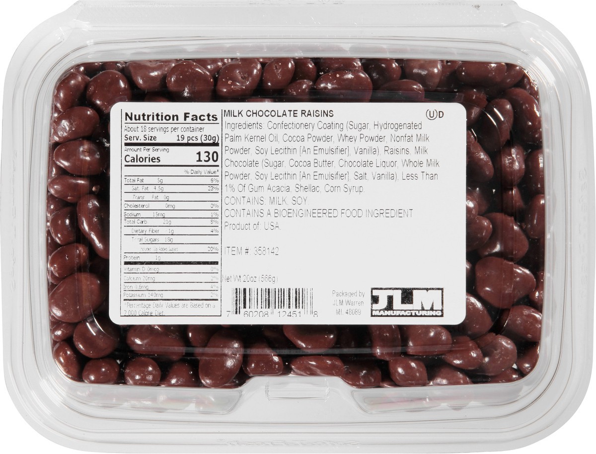 slide 8 of 9, JLM Manufacturing Milk Chocolate Raisins 20 oz, 20 oz