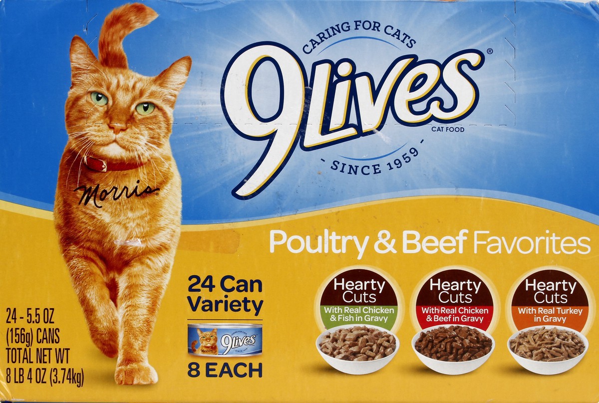 slide 3 of 12, 9Lives Cat Food, Poultry & Beef Variety, 24 ct; 5.5 oz