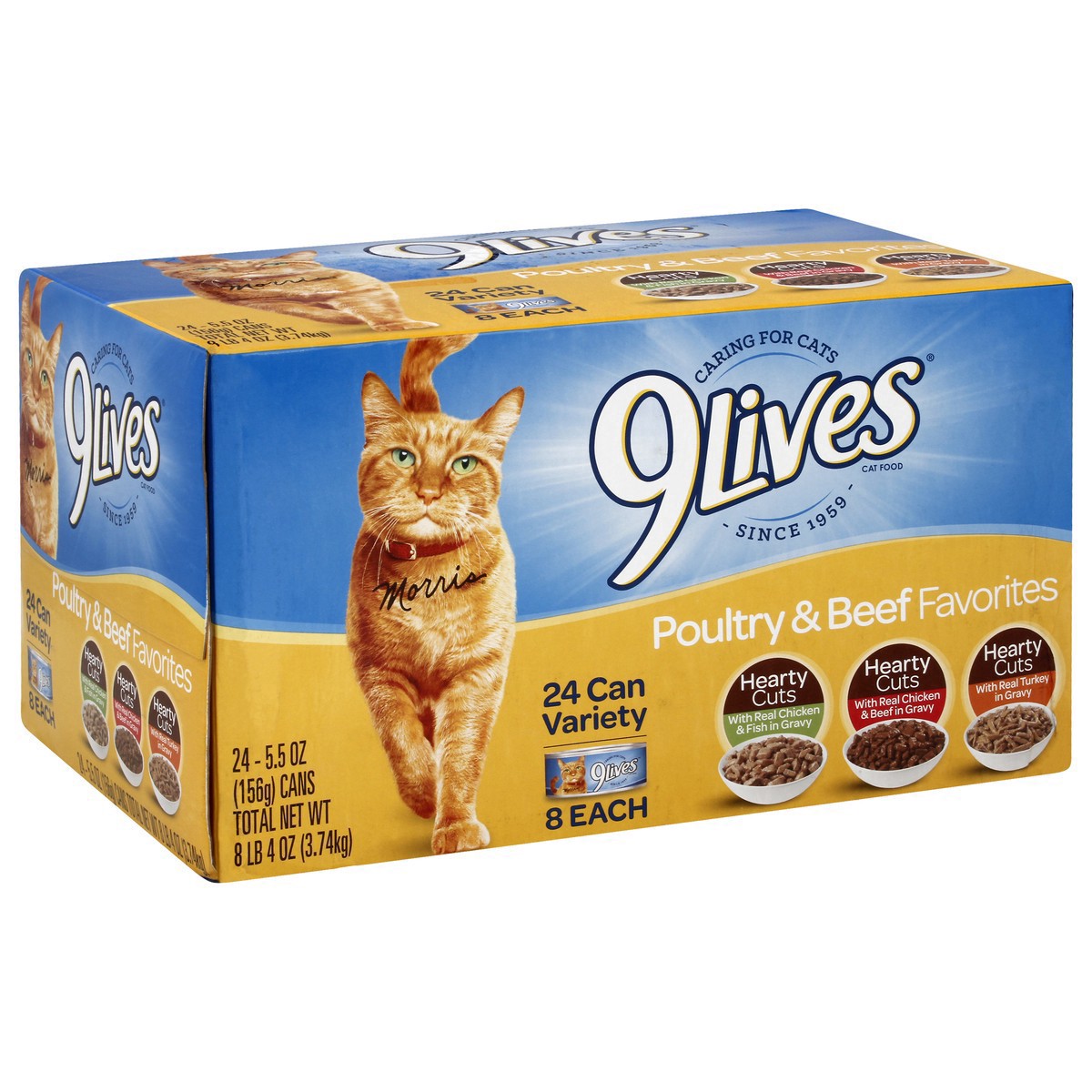 slide 10 of 12, 9Lives Cat Food, Poultry & Beef Variety, 24 ct; 5.5 oz