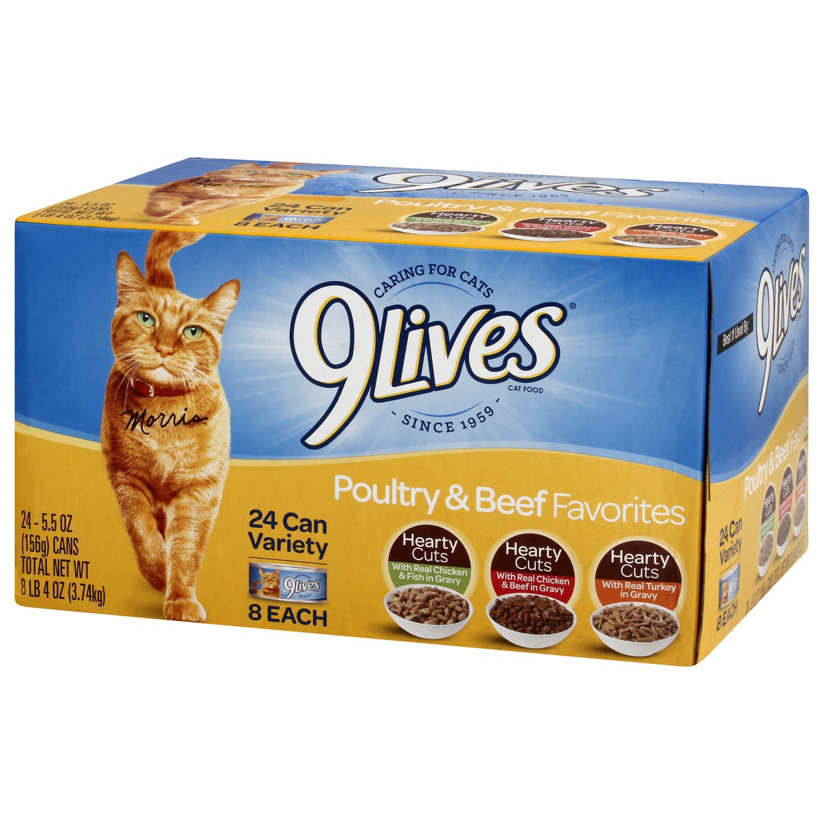 slide 5 of 12, 9Lives Cat Food, Poultry & Beef Variety, 24 ct; 5.5 oz