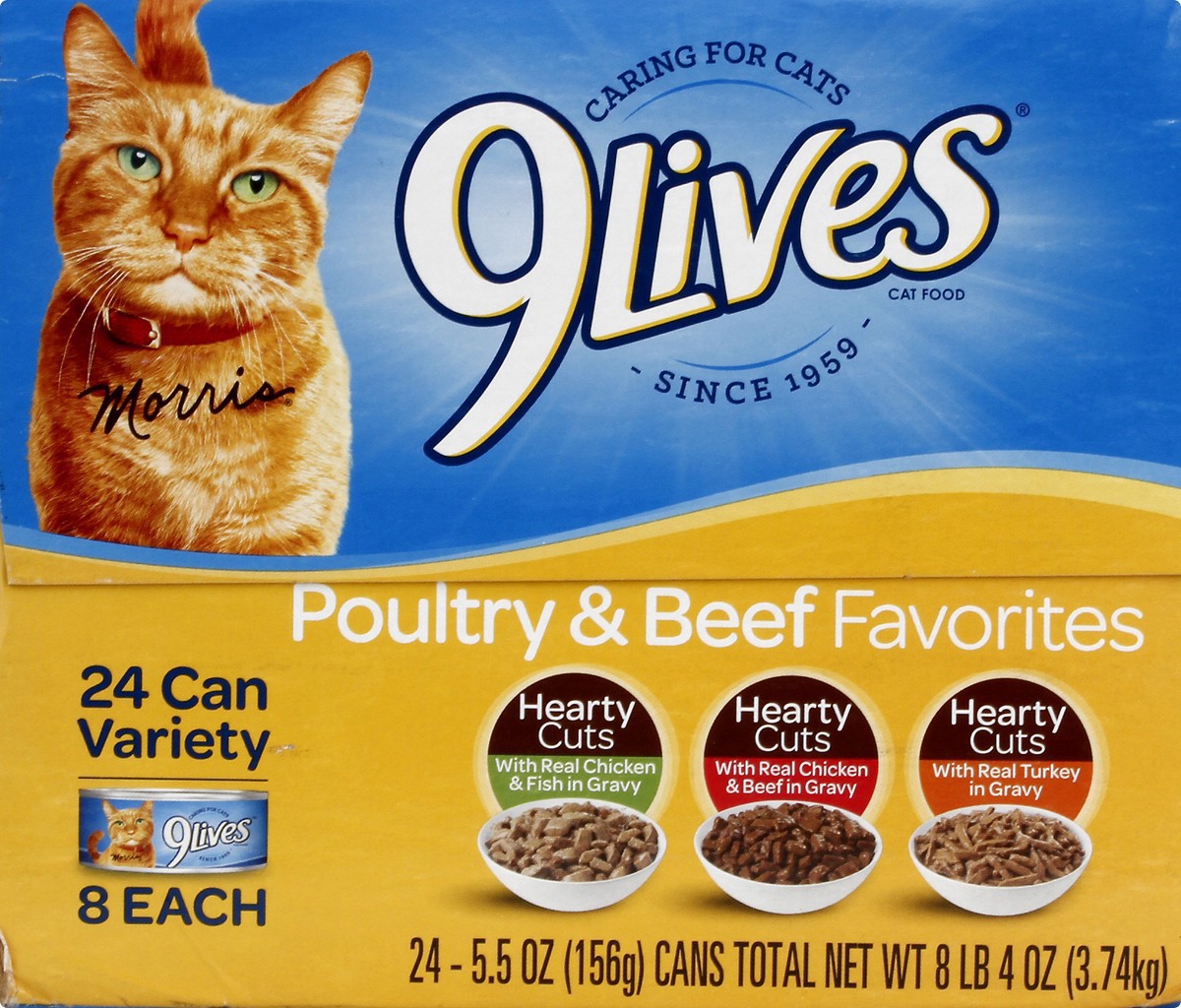 slide 7 of 12, 9Lives Cat Food, Poultry & Beef Variety, 24 ct; 5.5 oz