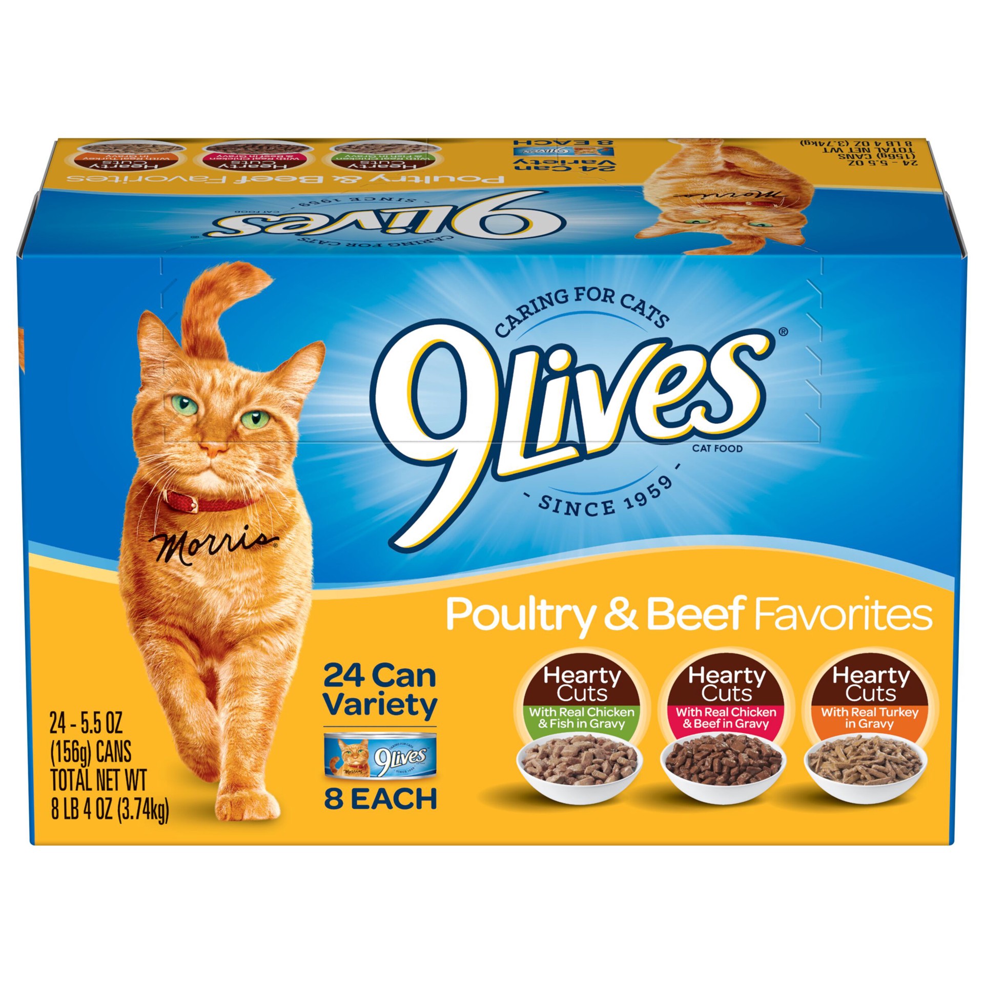 slide 1 of 12, 9Lives Cat Food, Poultry & Beef Variety, 24 ct; 5.5 oz