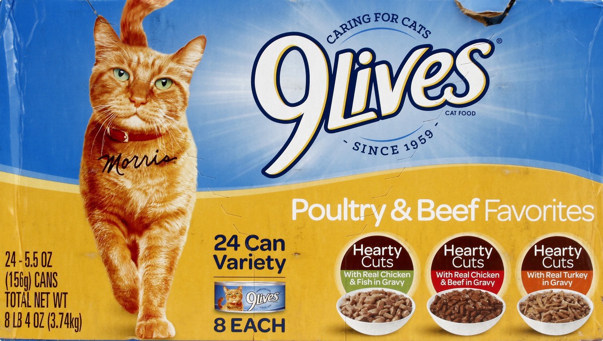 slide 9 of 12, 9Lives Cat Food, Poultry & Beef Variety, 24 ct; 5.5 oz