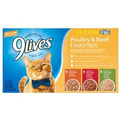 9Lives Poultry and Beef Favorites Variety Pack Cat Food, 5.5-Ounce, 24-Count