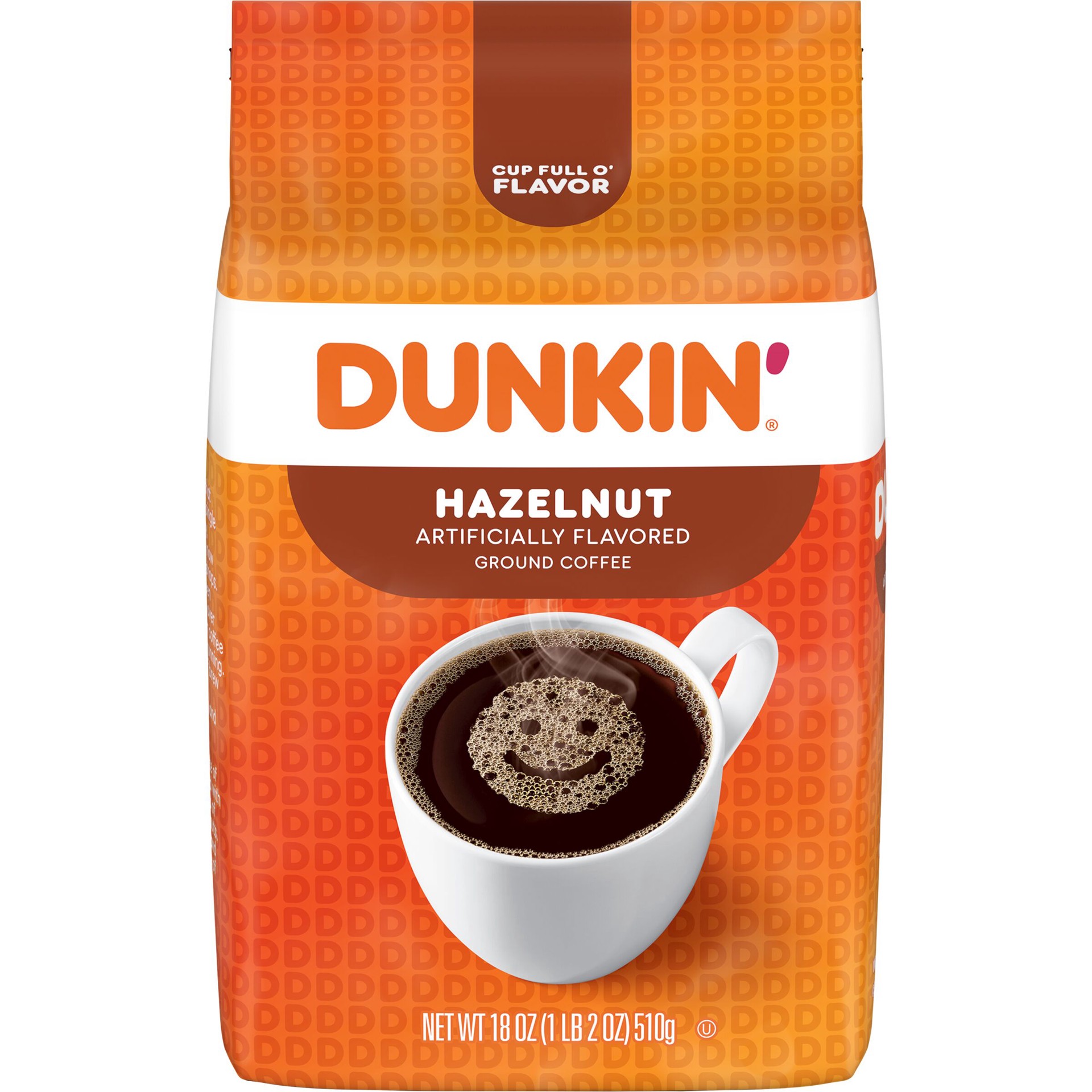 slide 1 of 22, Dunkin' Dunkin’ Hazelnut Artificially Flavored Ground Coffee, 18 Oz. Bag, 18 oz