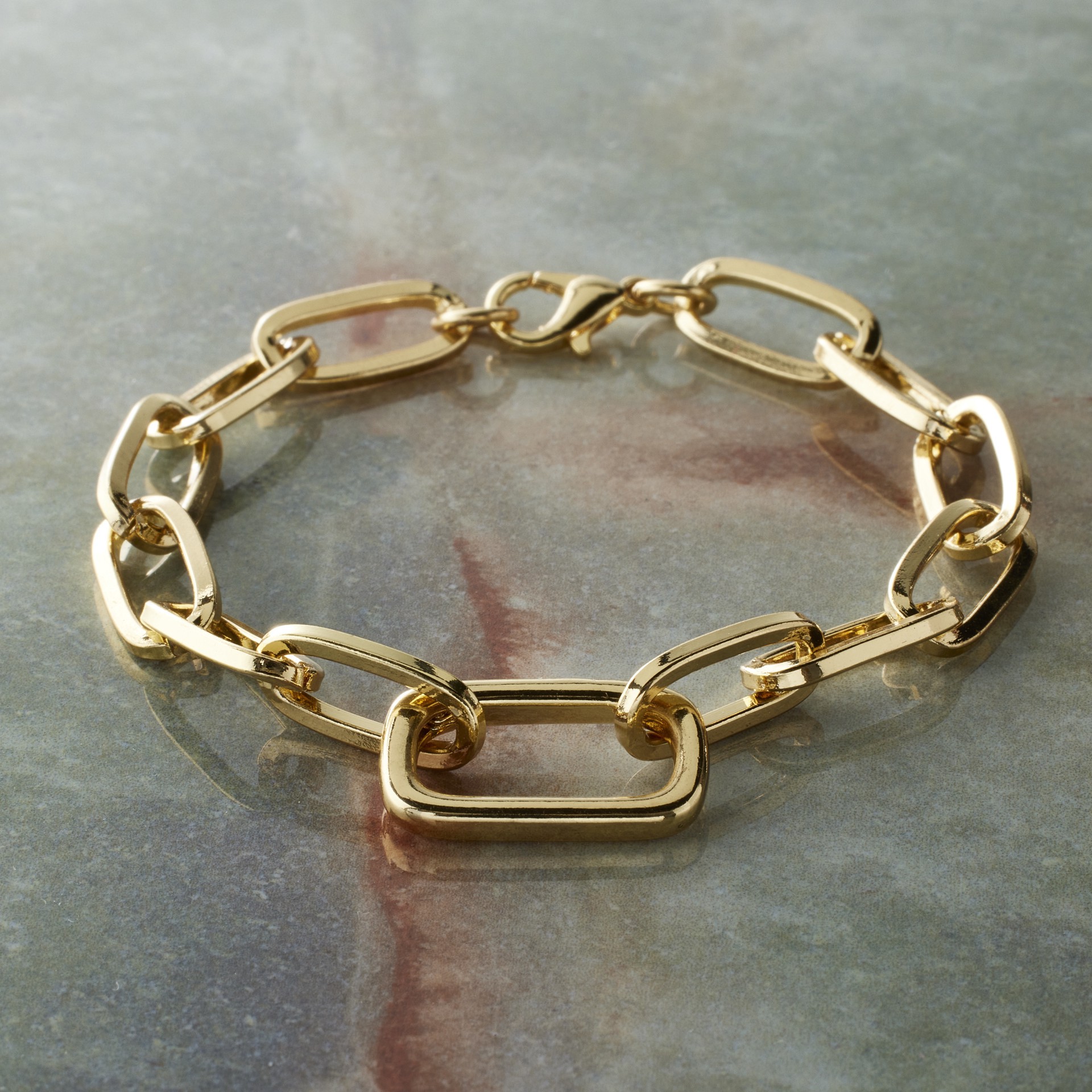slide 6 of 6, 14k Gold Plated Paperclip Bracelet By Bead Landing, 7.1 in