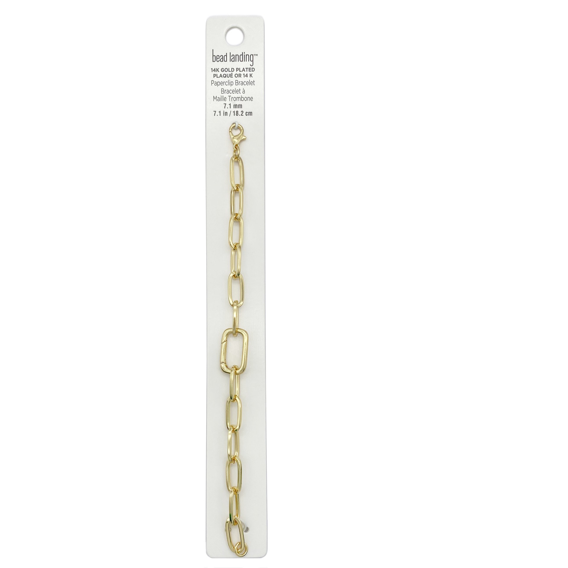slide 2 of 6, 14k Gold Plated Paperclip Bracelet By Bead Landing, 7.1 in