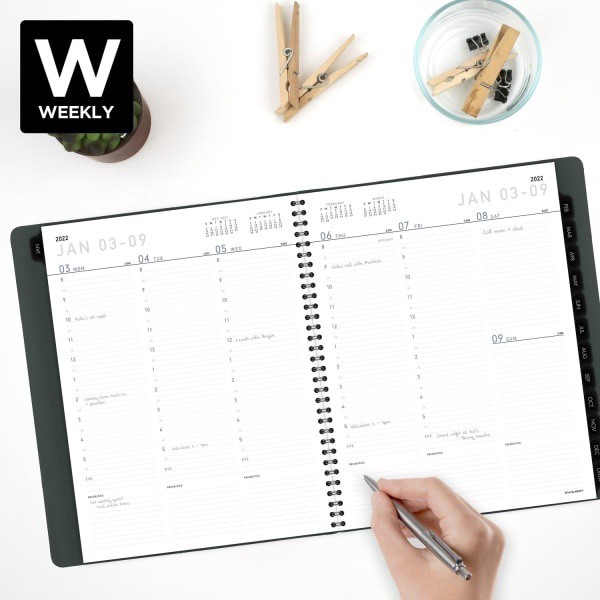 slide 5 of 10, At-A-Glance Contemporary Lite Weekly/Monthly Planner, 8-1/4'' X 11'', Black, January To December 2022, 7095Xl05, 1 ct