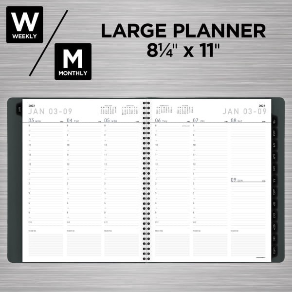 slide 8 of 10, At-A-Glance Contemporary Lite Weekly/Monthly Planner, 8-1/4'' X 11'', Black, January To December 2022, 7095Xl05, 1 ct